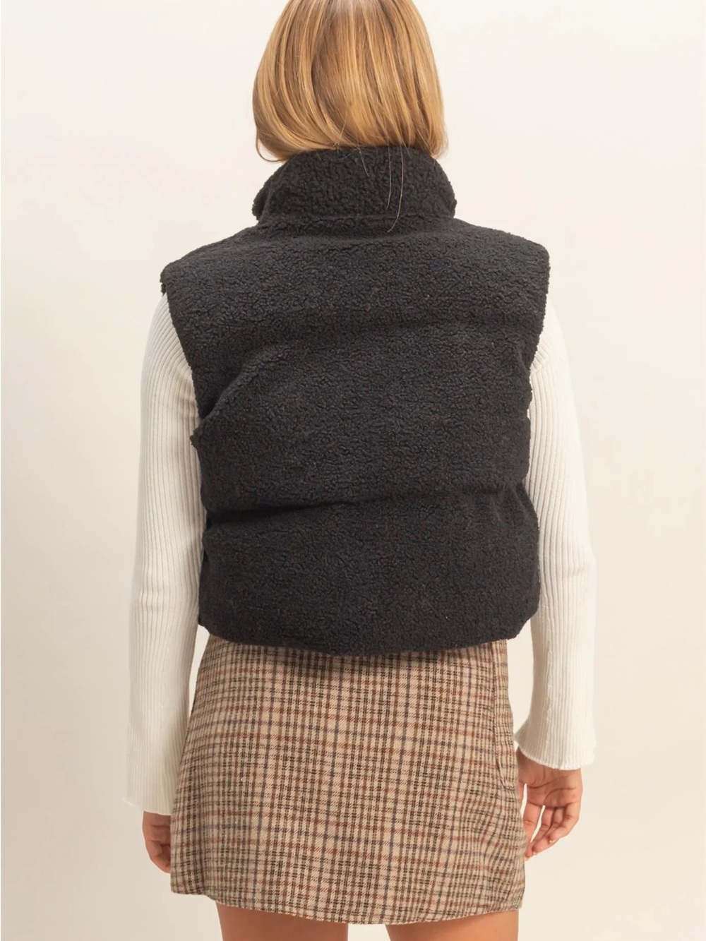 HYFVE Black Sherpa Puffer Vest for Women
